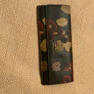 Coach black red and tan floral wallet
